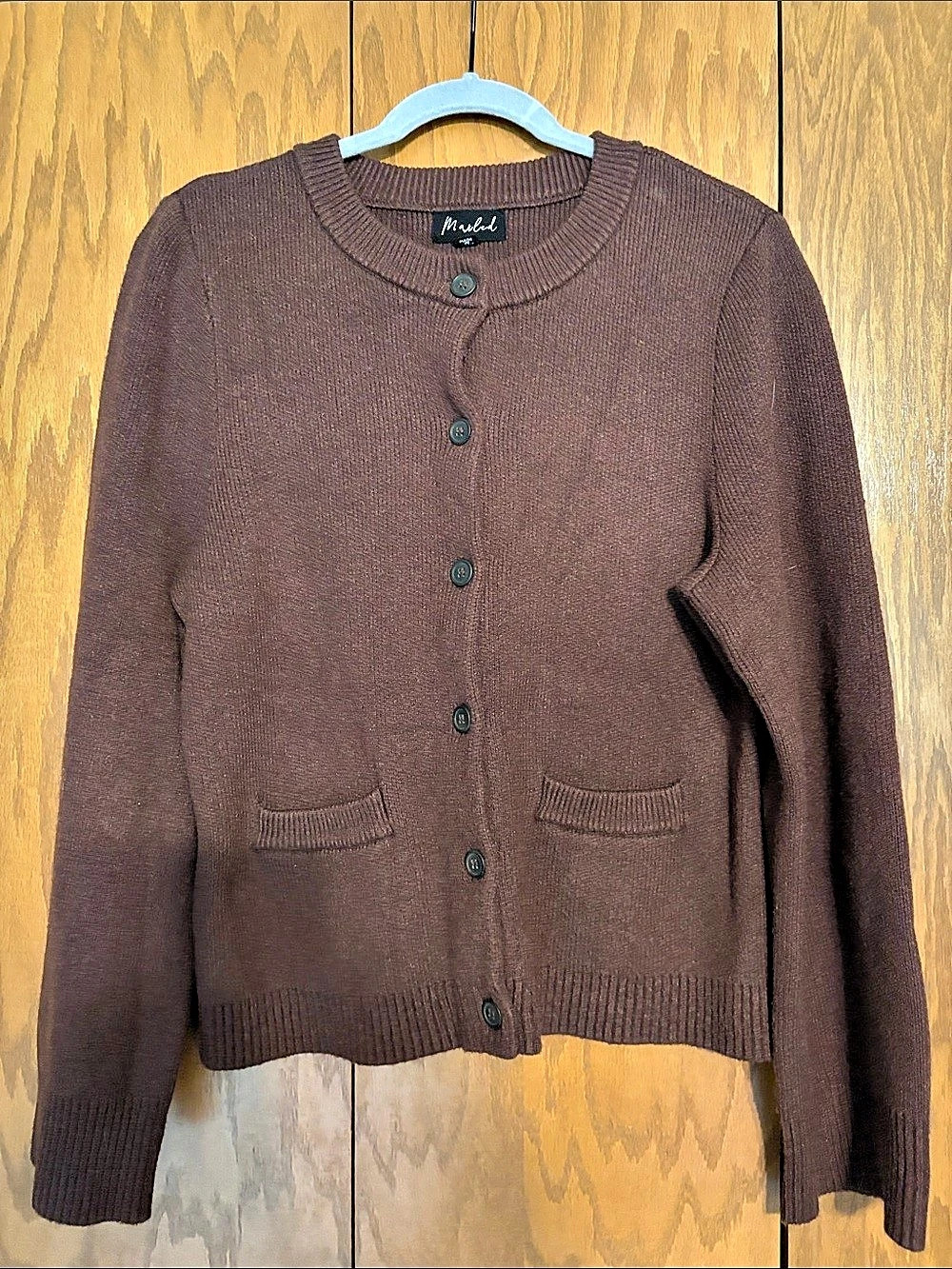 Marled Brown Button-Front Cardigan Size Medium Like New